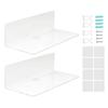2Pcs Clear Floating Shelf Acrylic Fine Surface Delicate Modern Transparent Wall Mount Shelf Rack for Bathroom Office