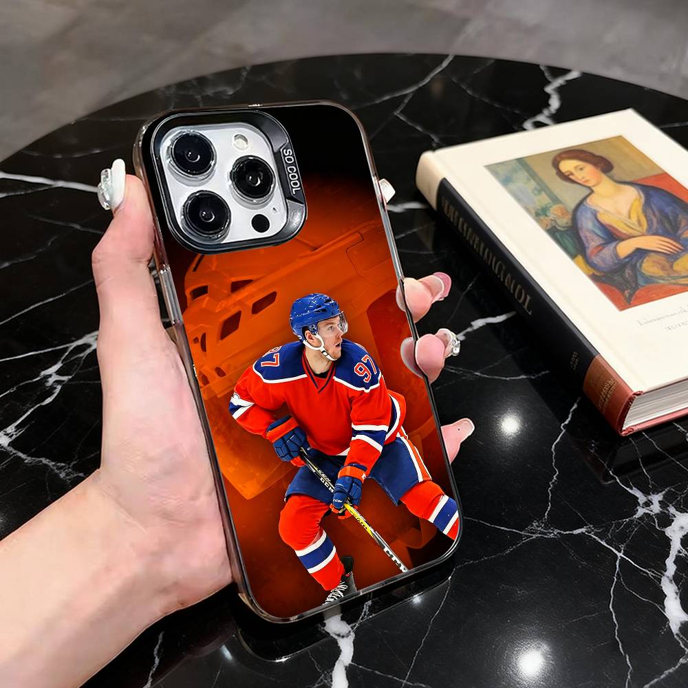 Connor McDavid Phone Case For iPhone 17,16,15,14,13,12,11 Plus,Pro Max,XS,Colored Silver Plated Inside Cover