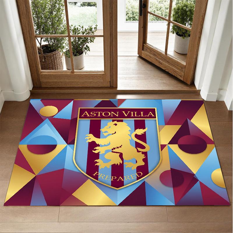Aston Villa Football Design Crystal Velvet Rug Soft Decorative Mat for Bedroom Entrance