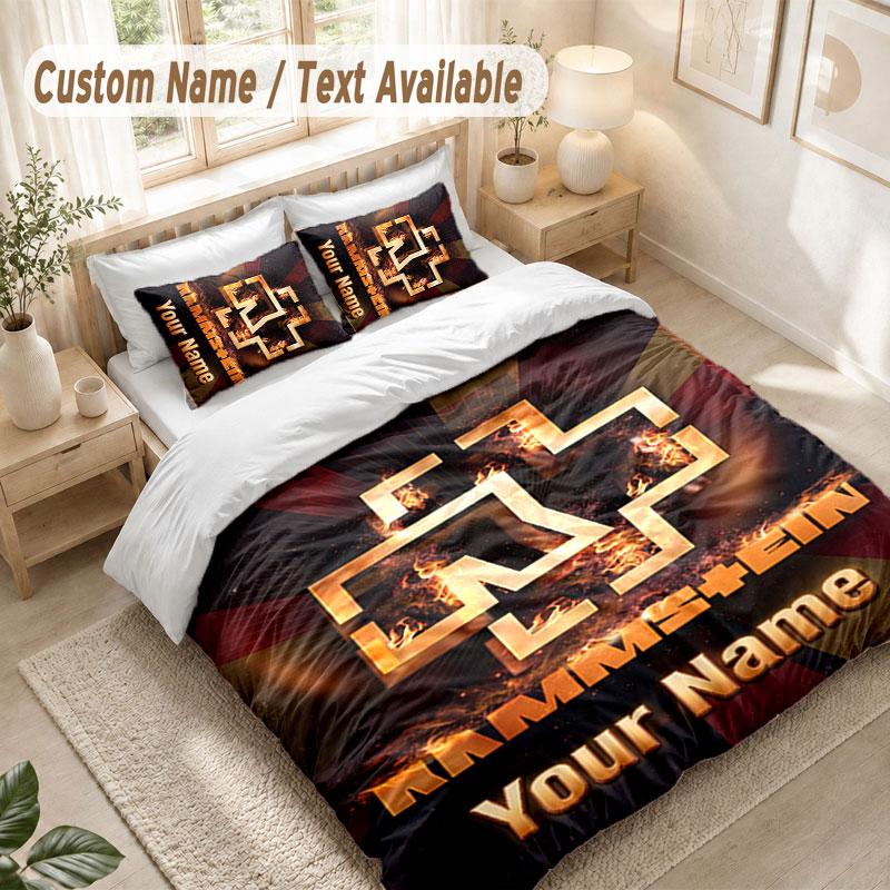 Custom Name Bedding Set 3 PiecesRammstein Print Duvet Cover + 2 Pillowcases Soft Bed Decor
