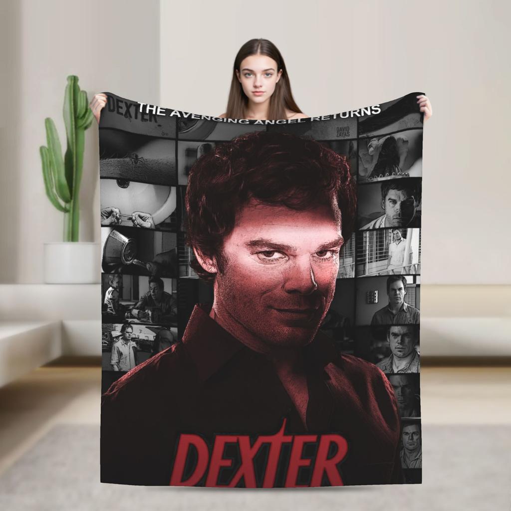 Dexter Morgan Blood Never Lies Knitted Blankets Flannel Lightweight Thin Throw Blanket for Bedroom Sofa Bedspread
