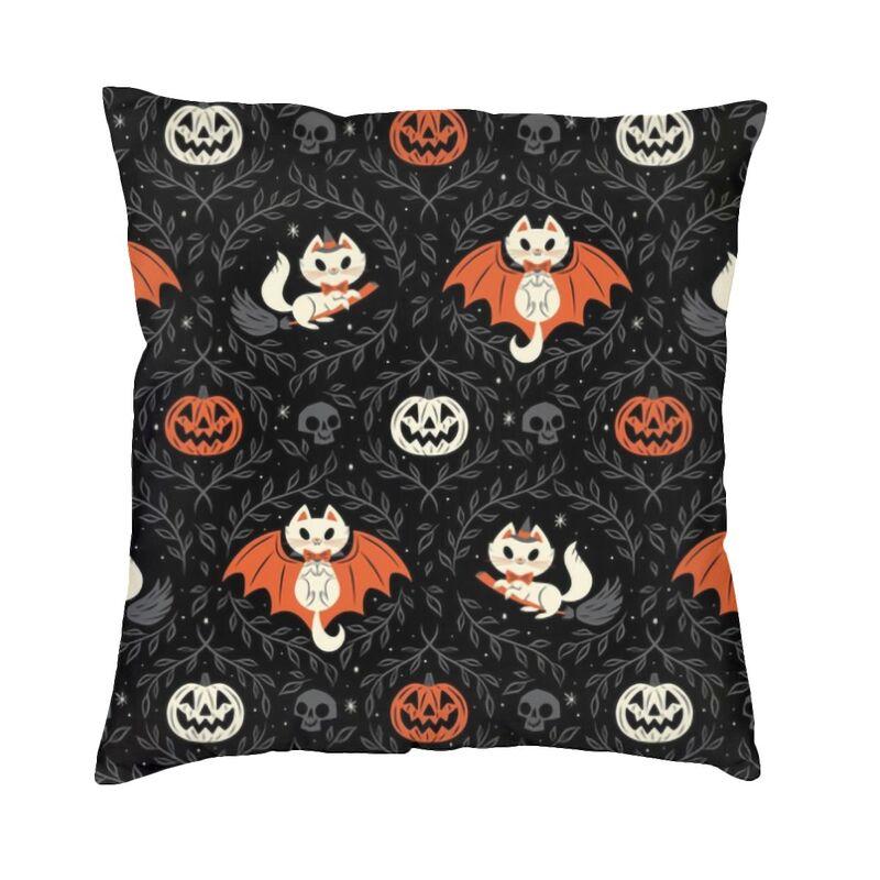 Halloween Witch Crow Cat Bat Print Pattern Cushion Cover Home Living Room Sofa Decoration Square Pillow Pillow Cover