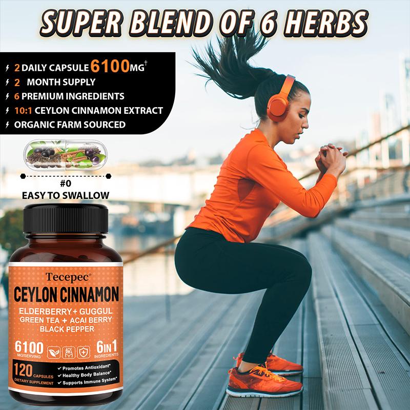 Ceylon Cinnamon 3000 mg, Elderberry 1000 mg, Gugu Resin 1000 mg, Acai Berry 500 mg, Green Tea 120 capsules