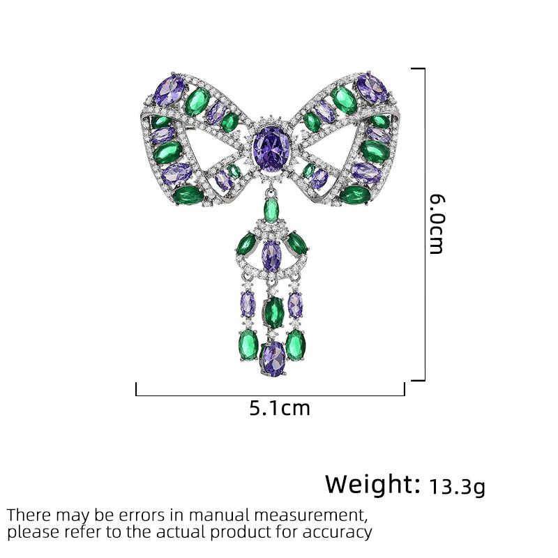 SUYU Women's Light Luxury Inlaid Zircon Tassel Pendant Bow Brooch Fashionable Versatile Niche Design Brooch Daily Accessories