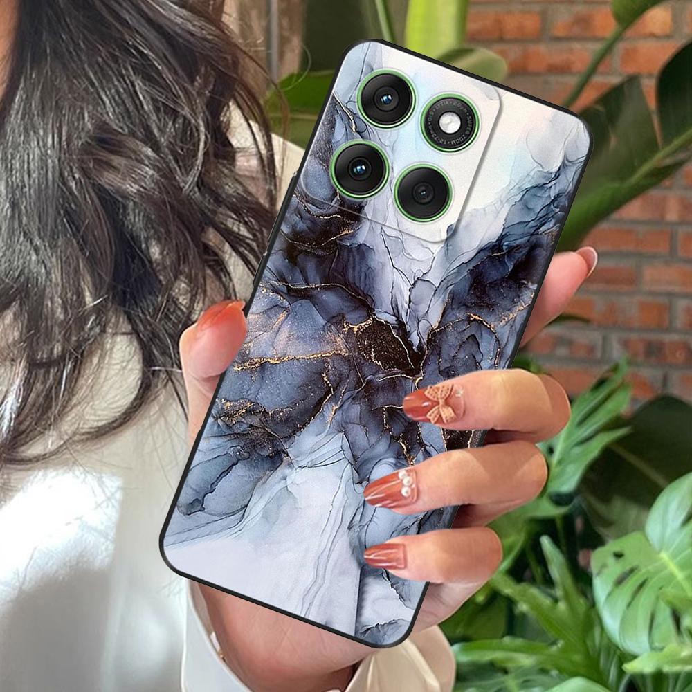 Чехол для Motorola Moto Edge 60 Мягкий ТПУ Силиконовый Черный Чехол для Moto Edge 60s edge60 Pro Роскошный Цветочный Защитный Чехол Сумки