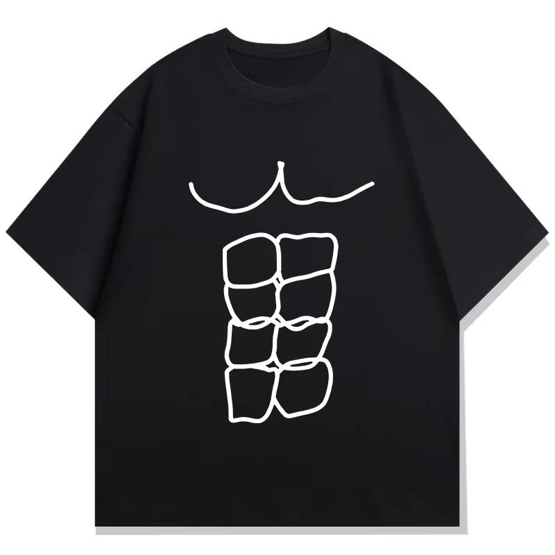 2026 Abdominal Muscle Print Tshirt Short Sleeve Tshirt Sports Top Summer St