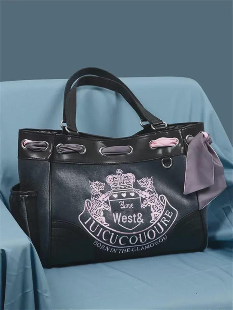 Большая вместительная сумка-тоут в стиле ретро из бархата с вышивкой