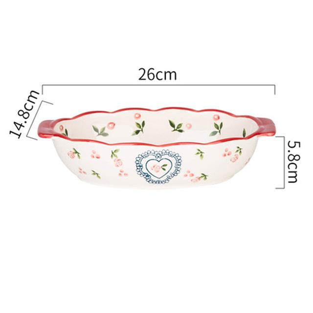 Цветы Прямоугольная Овальная Форма для Выпечки с Ручкой Керамическое Блюдо для Выпечки Жаровня для Лазаньи Кухонная Салатница Сырная Форма для Запекания