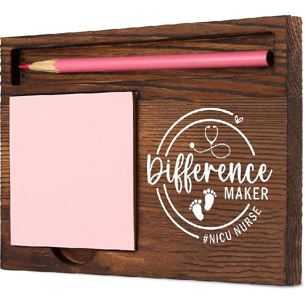 Secretary Difference Maker Self-Stick Note Pad Holder Gift for Administrative Professionals and Office Assistants, Durable and Stylish Desk