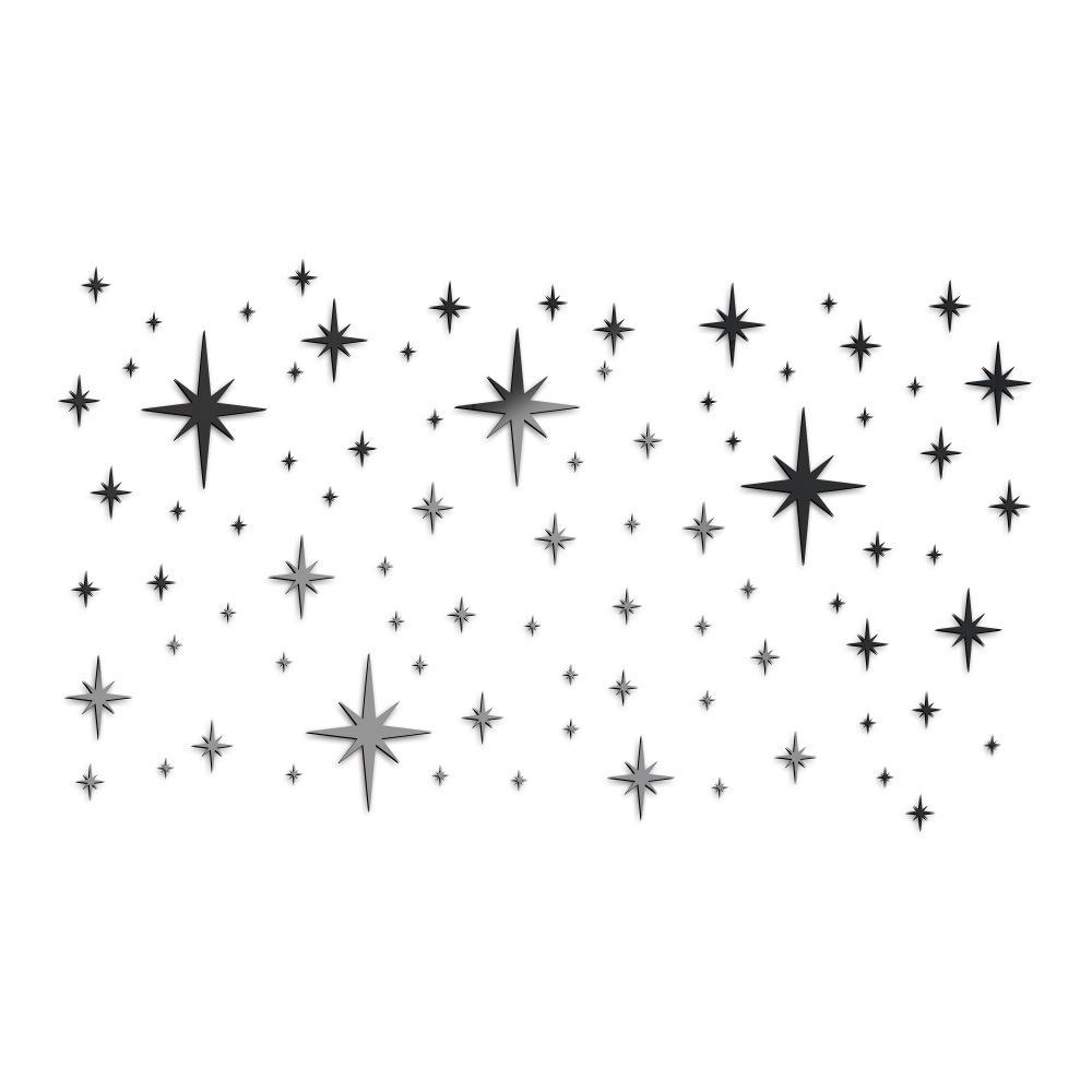 3D Silver Star Acrylic Mirror Wall Stickers 82PCS Self-Adhesive Reflective Wall Decal For Bedroom Living Room DIY Home Decor