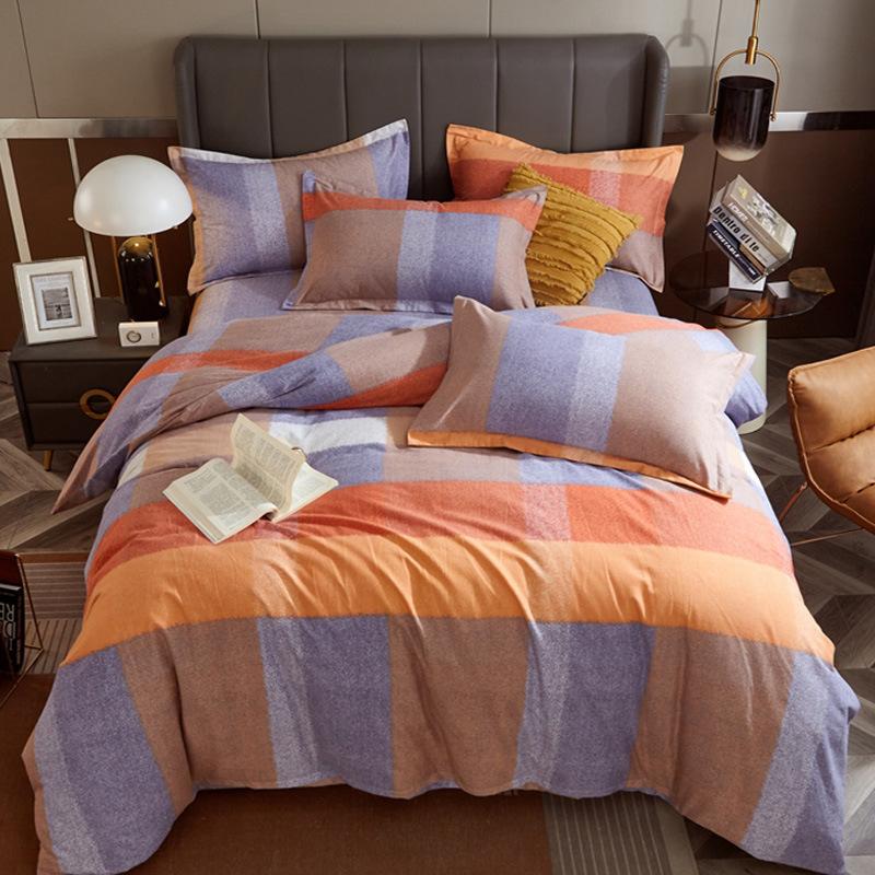 Комплект из четырех предметов из плотного хлопкового потертого материала, легкое роскошное теплое одеяло из чистого хлопкового набивного потертого материала, комплект из четырех предметов из простыни