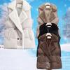 Autumn Winter Women Vest Fur Integrated Lapel Drawstring Horse Jacket with Lamb Fur Patchwork Warm Down Cotton Vest Female Waistcoat