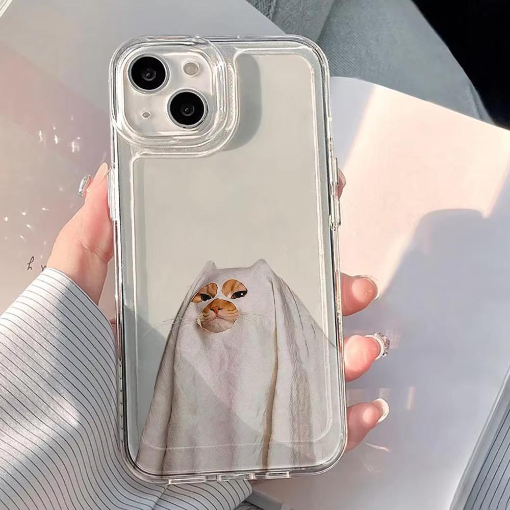 Мультяшный Животный Милый Кот Чехол Для Телефона Для iPhone 17 Pro Max Чехол iPhone 13 11 12 14 15 16 Pro Max XR 7 8 Plus SE Мягкий Прозрачный Чехол