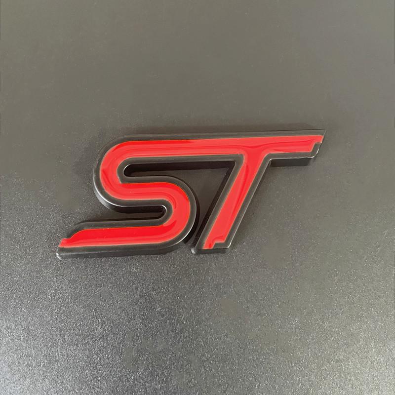 3D Metal ST Logo Car Front Grill Emblem Trunk Badge Decal For Focus Fiesta Mondeo EDGE Kuga Explorer ST Sticker Accessories