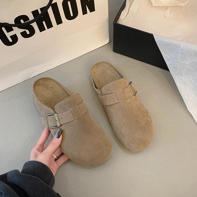 Thick-soled Retro Versatile Boken Shoes Women's Shoes Outer Wear 2025 Autumn New Bag Head Half Slippers Soft-soled Muller Shoes