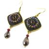 [N9932] - Дизайнерские серьги «Алтай» фиолетово-черного цвета