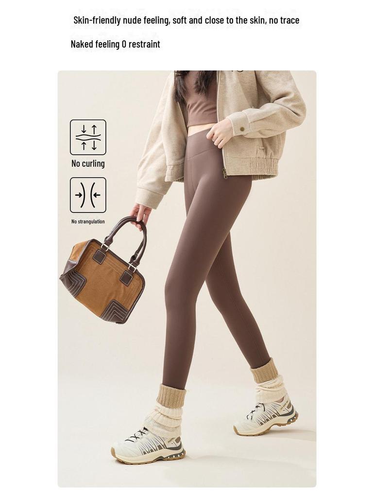 Женские плюшевые леггинсы: Утепленные брюки из овчины и хлопка 2024 года на осень и зиму.