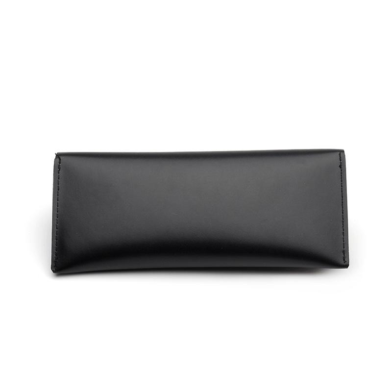 Custom Logo Black Leather Glasses & Sunglasses Case Set with Button Closure