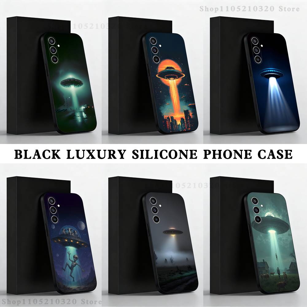 Смешной Чехол для Телефона Космический НЛО Вещь Для Samsung S25,S24,S21,S22,S23,S30,Ultra,S20,Plus,Fe,Lite,Note,10,9,5G Черный Чехол