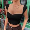 2025 Women's Slim Square Neck Ultra Short Sleeveless Cute T-Shirt Vest Top Basic T-shirts Tank Top