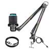 RGB USB Microphone with Desktop Boom Arm, One-Key Mute, Monitoring for Streaming, Gaming, Recording, KTV.