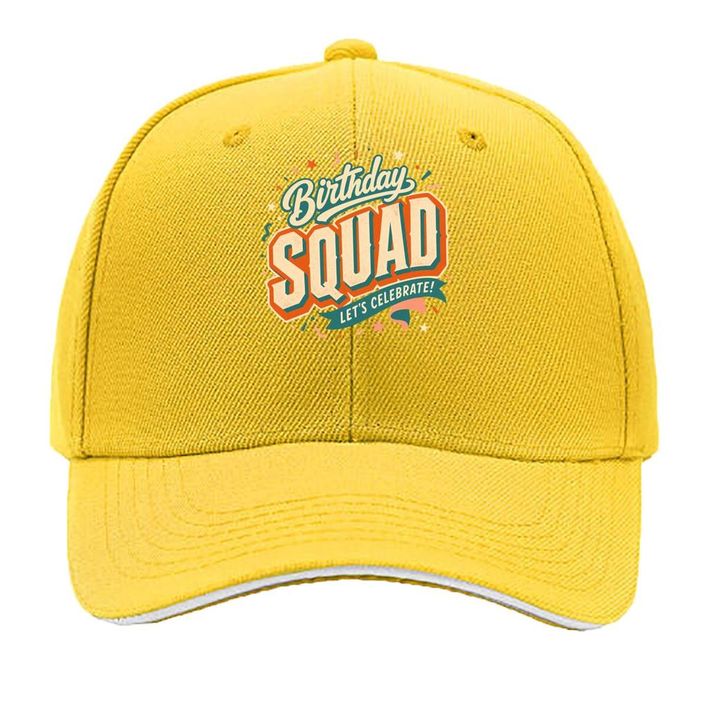 Birthday Squad Retro Block Letter De Sandwich Baseball Cap Sun Cap Outdoor Workouts Hat