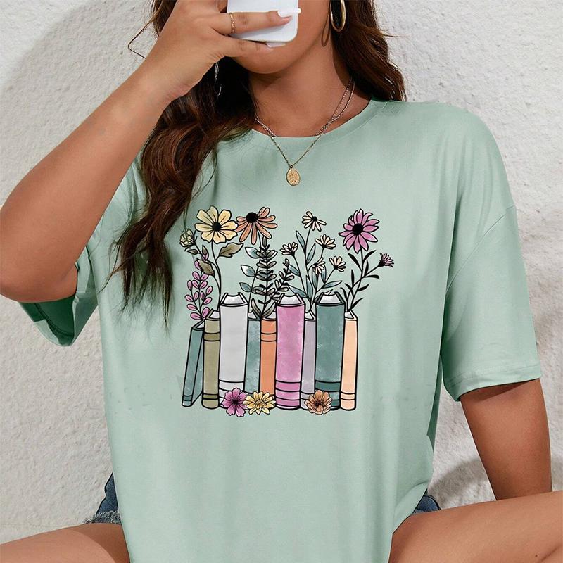 Модная женская креативная футболка с цветочным принтом, забавная повседневная футболка с круглым вырезом и короткими рукавами, летняя женская футболка