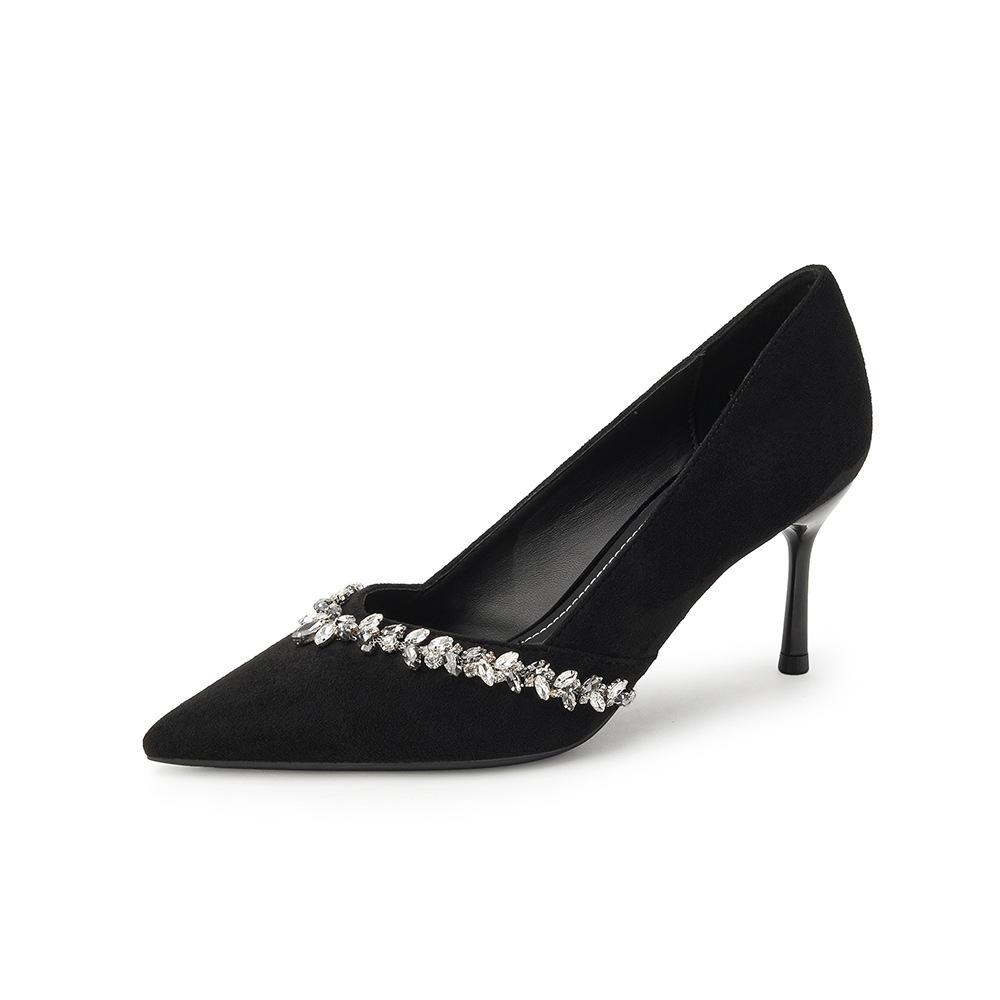797T12 fashion pointed women's high heels 2026 winter new rhinestone ultra-high stiletto women's single shoes