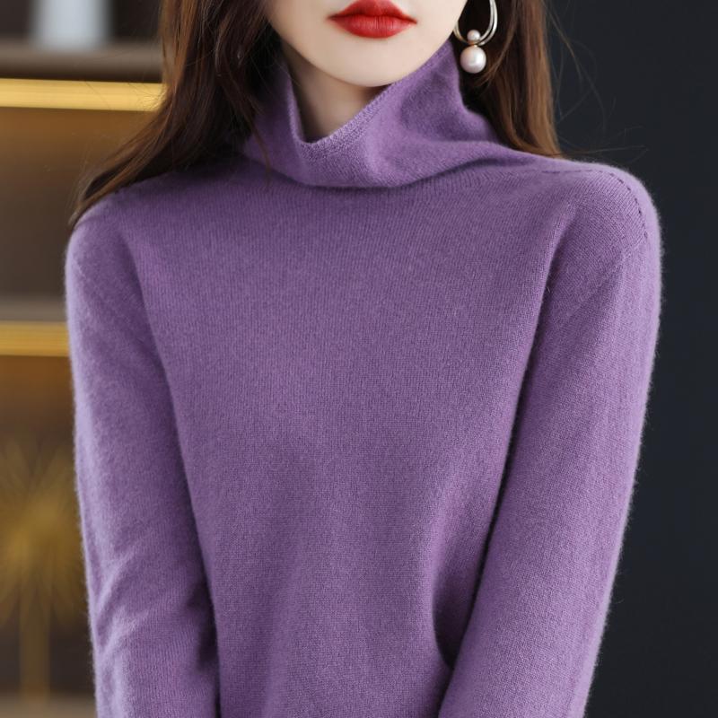 Женский свитер с высоким воротником, кашемир Цинхэ, 30% кашемир, 70% шерсть, зимний вязаный пуловер, осенний свитер, кашемировый свитер