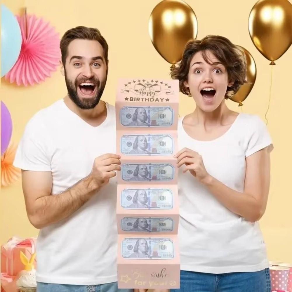 Folding Birthday Cash Envelopes Gold-stamped Birthday Money Box For Kids Teens
