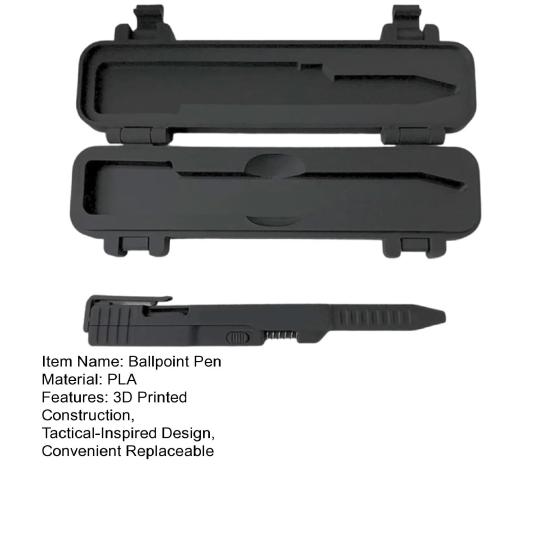 Шариковая ручка Тактическая ручка с механизмом слайдера, напечатанная на 3D-принтере, Легкий прочный корпус из PLA, Гладкие гелевые чернила, Сменный пишущий инструмент