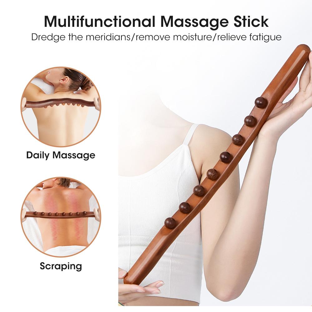 8 Beads Gua Sha Stick Wooden Body Massage Stick Handheld Abdomen Cellulite Massager Wood Full Body Massager