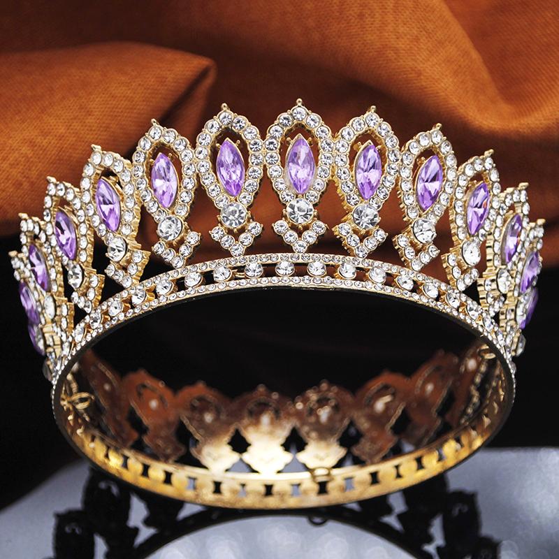 Vintage Baroque Queen King Tiaras and Crowns for Bridal Wedding Tiara Prom Birthday Crown Round Diadem Hair Jewelry Gift