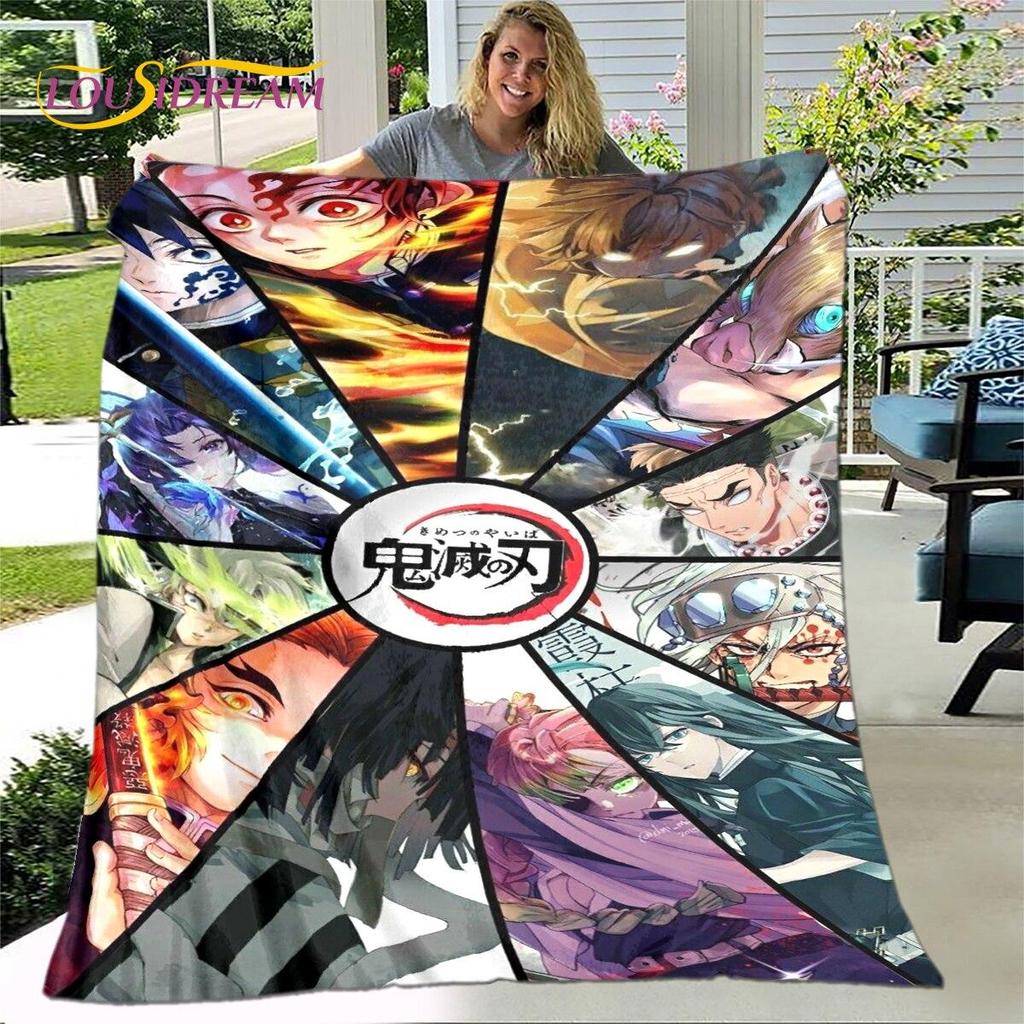 Anime Cartoon Demon Slayer Blanket,Flannel Blanket Throw Blanket,Sherpa Warm Children's Blanket for Living Room Bedroom Beds