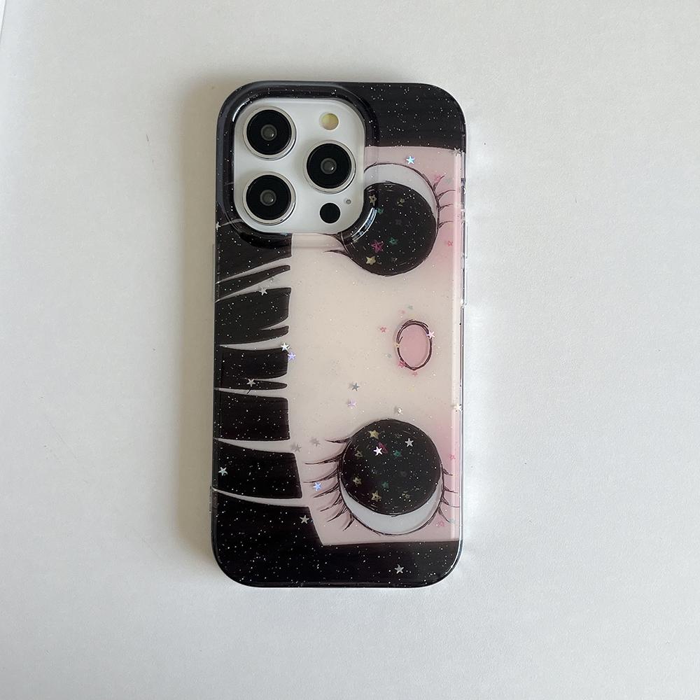 Мультяшный Аниме Сияющие Глаза Милый Чехол для Телефона для IPhone 17 16 15 14 13 Pro Max Девочка Блестящие Большие Глаза Задняя Крышка Телефона Capa
