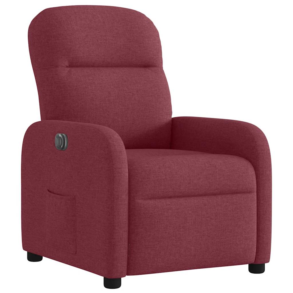 Electric Recliner Chair Burgundy Fabric