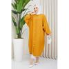 Женское горчичное льняное платье с рукавами «летучая мышь» больших размеров, свободная туника, платье-рубашка, хиджаб, туника