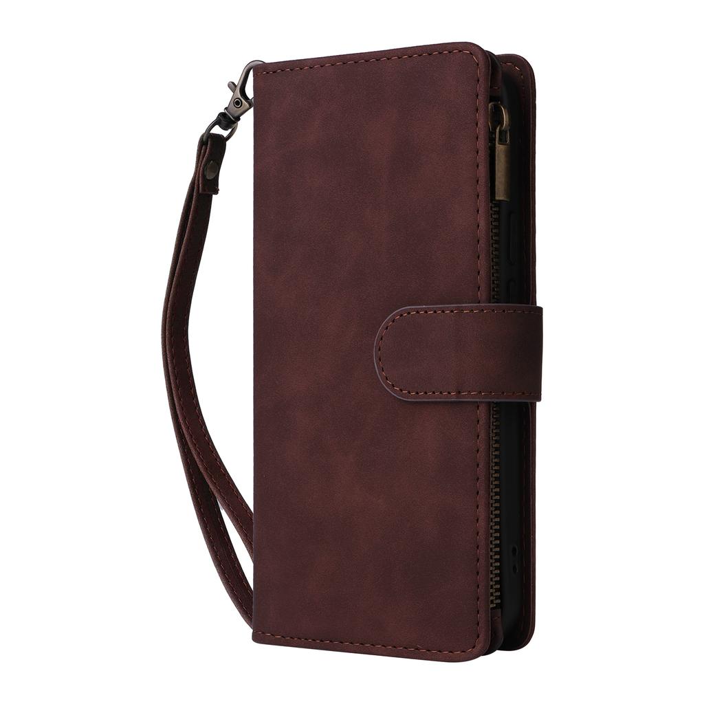Phone Case For Google Pixel 10/10 Pro/9/9 Pro , Zipper Wallet Multiple Card Slots Leather Cover with Wrist Strap