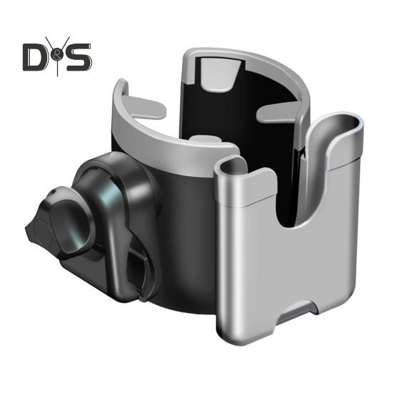 Stroller Cup Holder with Phone Mount 360 Degrees Rotating Universal Bottle Holder Stroller Drink Caddy for Bike Wheelchair Walker