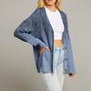 Women's Fashion Long Sleeve Print V-Neck Button Loose Cardigan Top