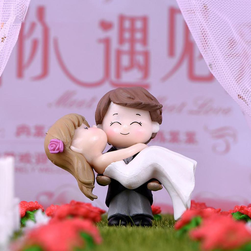 Couple Bride Groom Model Miniature Landscape Wedding Figurine Decor Ornament
