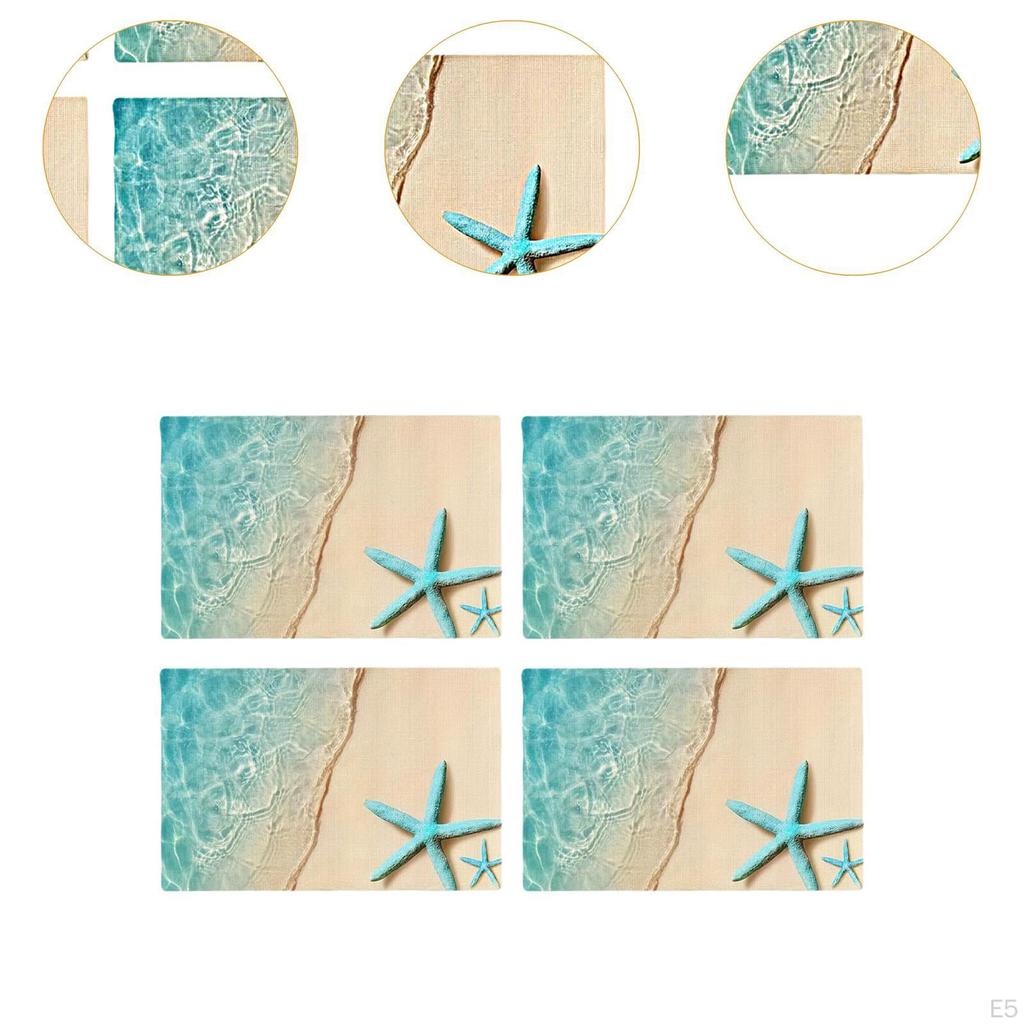 4 шт. пляжные коврики для столовых приборов, термостойкие, моющиеся, нескользящие, водонепроницаемые, льняные, обеденные