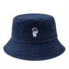 Astronaut Printed Fisherman Hat - Vintage Washed Design, Sun Protection for Outdoor Activities, Suitable for Hiking and Fishing