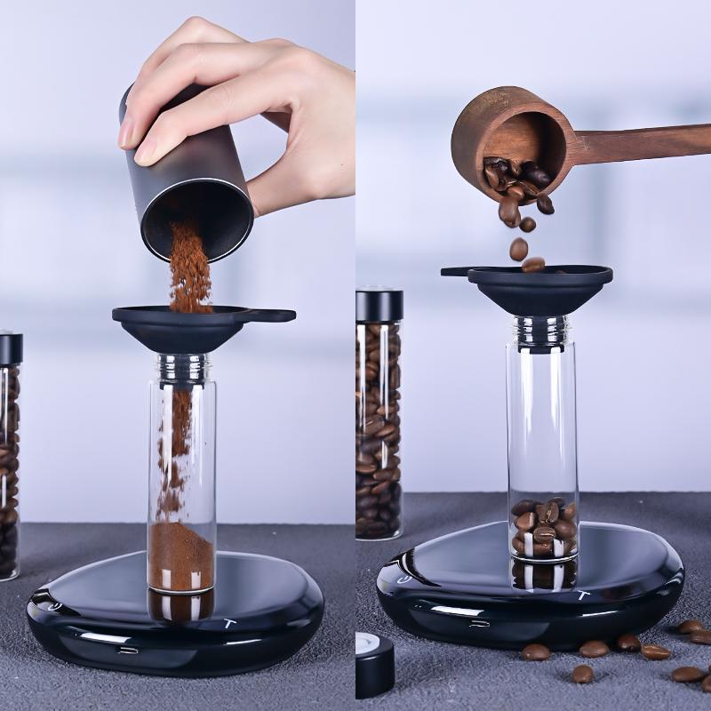 Airtight Sealed Glass 12Tubes Coffee Beans Storage Containers 22g Single Dose Aroma Valve With Coffee Bean Storage Wooden Holder 6