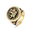 High Quality Luxury Vintage Papal Cross Titanium Ring for Men Hip Hop Jewellery Street Hipster Wear Finger Ring