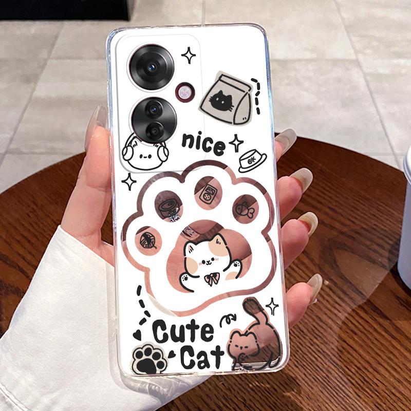 Casing For OPPO Reno 11F 11A 5G CPH2603 Case Aesthetic Cute Cat Cartoon Soft Silicone Back Cover Transparent Phone Case Bumper