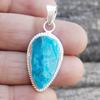 Rough Pear Blue Apatite Druzy Sterling Silver Pendant (45x18mm)