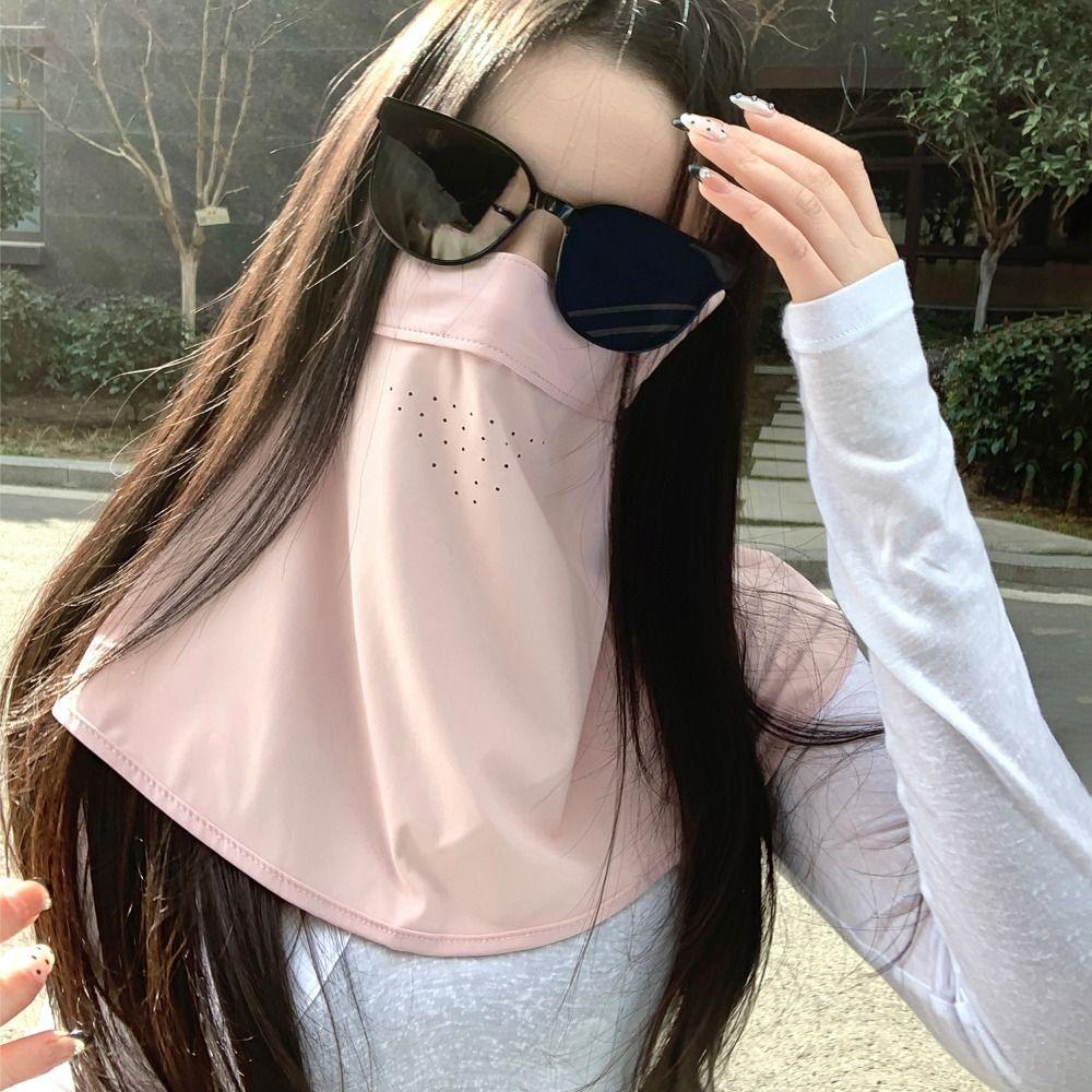 Anti UV Face Sunscreen Veil UPF 50+ Neck Wrap Cover Thin Ice Silk Face Cover  for Male Female