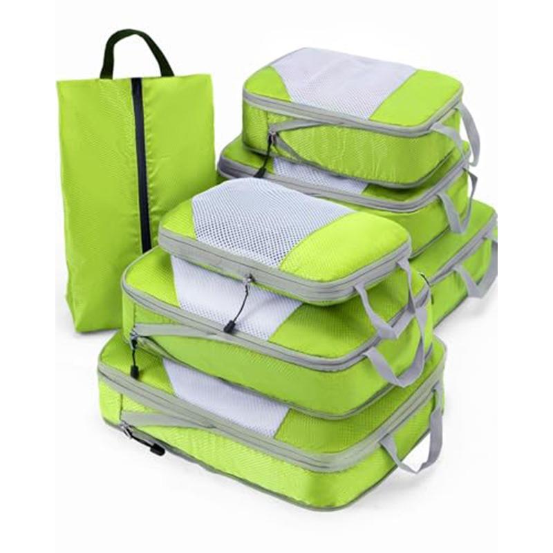 Travel Compression Packing Cubes 7 Set, Luggage Portable Clothes Pants Organizer Bags