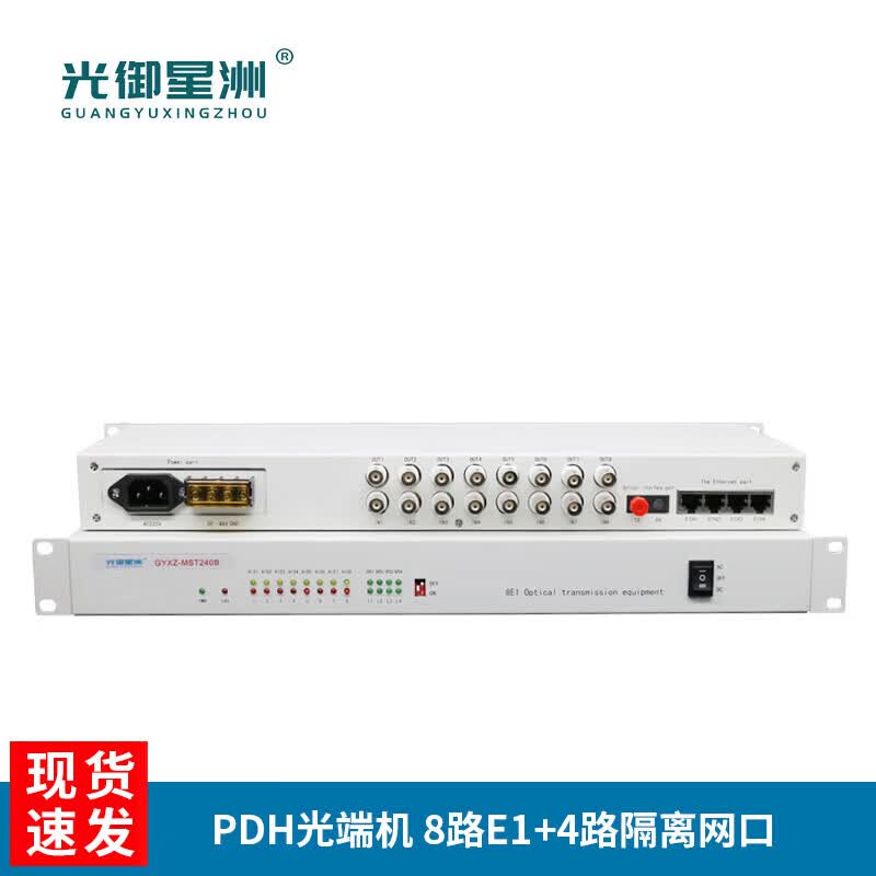 8-Channel E1 PDH Fiber Optic Transceiver with 4 Isolated Ethernet Ports